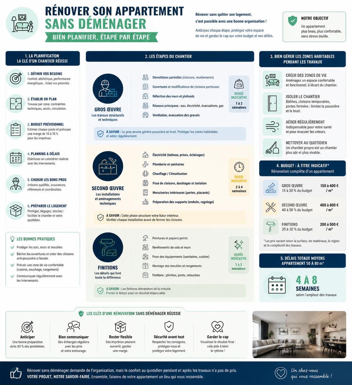 découvrez nos conseils pratiques pour rénover votre appartement sans avoir à déménager. optimisez votre espace et transformez votre intérieur en toute sérénité.