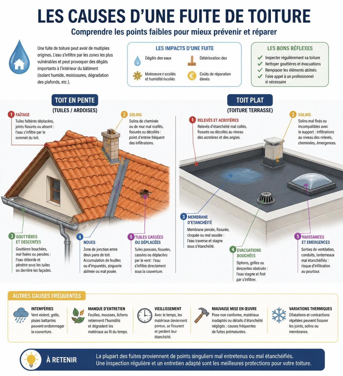 découvrez des méthodes simples et efficaces pour réparer rapidement une fuite de toiture et protéger votre maison des dégâts d'eau.