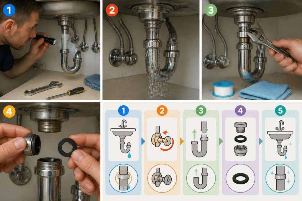 découvrez des étapes simples et efficaces pour réparer une fuite sous un évier et éviter les dégâts d'eau dans votre cuisine.