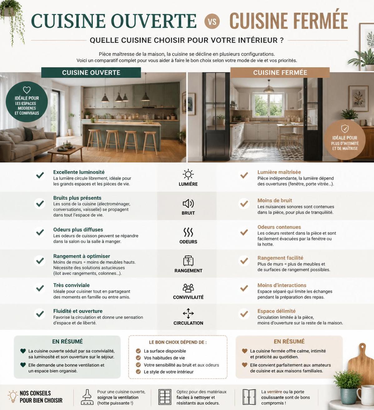 découvrez les avantages et inconvénients d'une cuisine ouverte ou fermée pour choisir l'aménagement qui correspond le mieux à votre espace et à votre mode de vie.