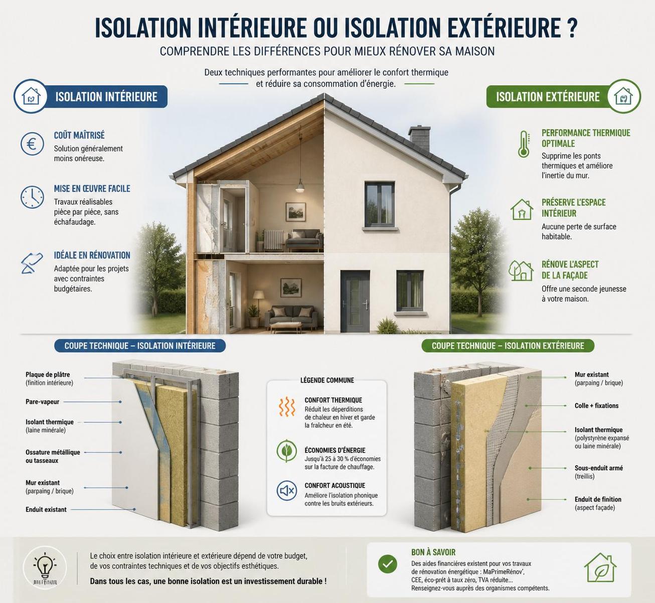 découvrez les avantages et inconvénients de l'isolation intérieure et extérieure pour choisir la meilleure solution d'isolation thermique adaptée à votre maison.