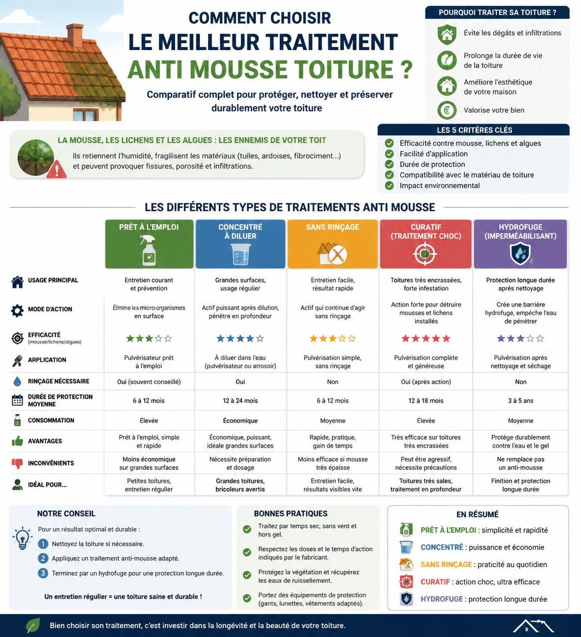 découvrez le meilleur traitement anti-mousse pour toiture afin de protéger et prolonger la durée de vie de votre toit. efficace, durable et facile à appliquer.