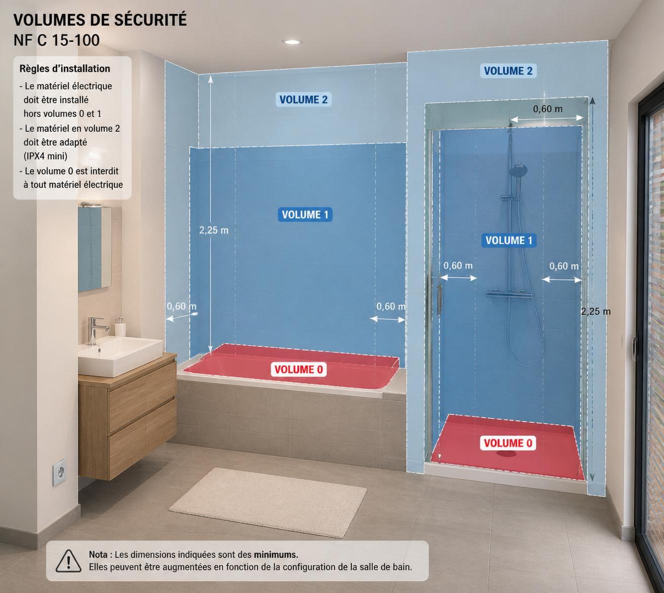 découvrez les normes électriques essentielles pour la salle de bain et les distances de sécurité à respecter afin d'assurer une installation conforme et sécurisée.