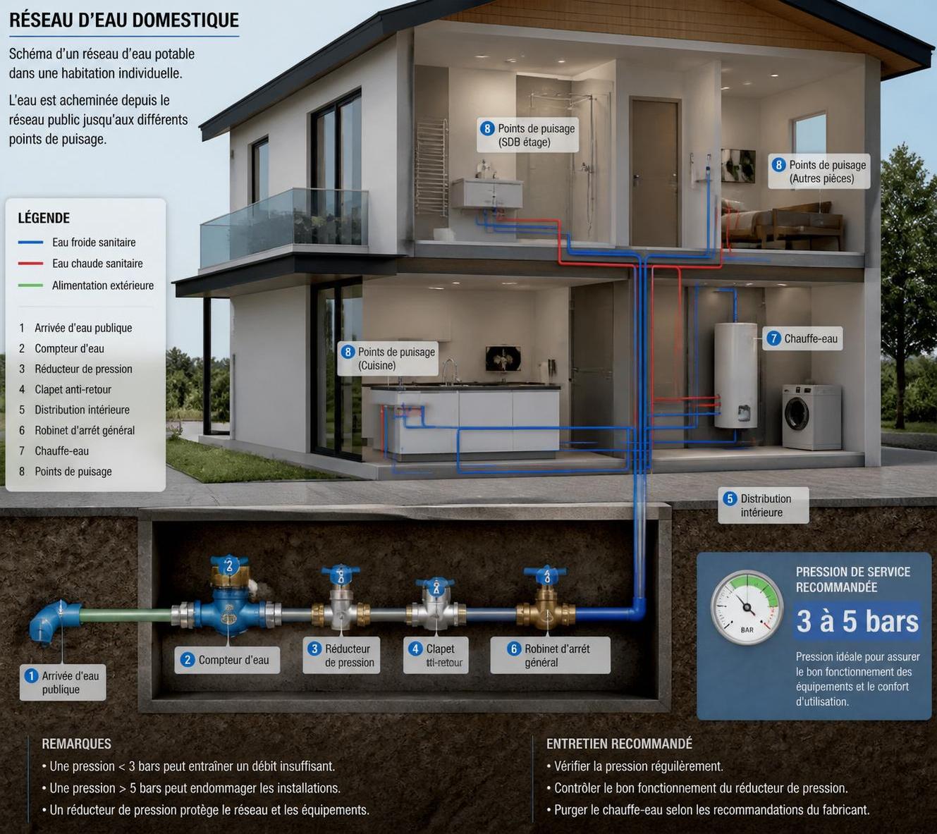 découvrez quelle est la pression d'eau normale dans une maison pour garantir un confort optimal et éviter les problèmes de plomberie.