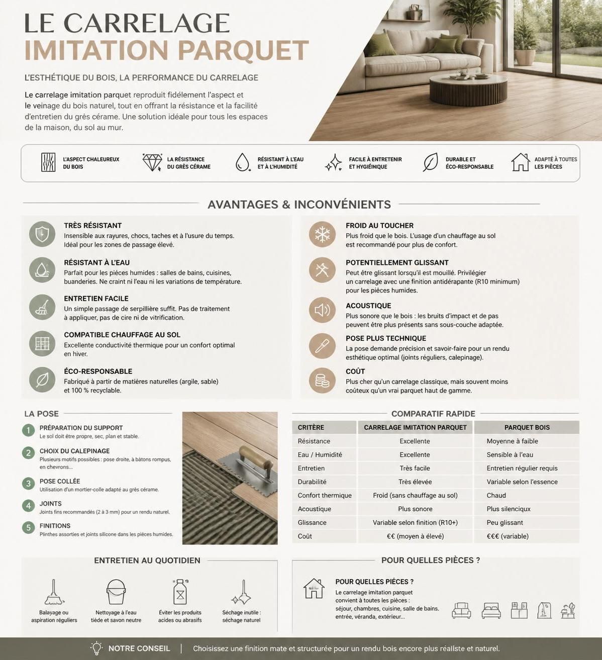 découvrez les avantages et inconvénients du carrelage imitation parquet pour allier esthétique et praticité dans votre intérieur.