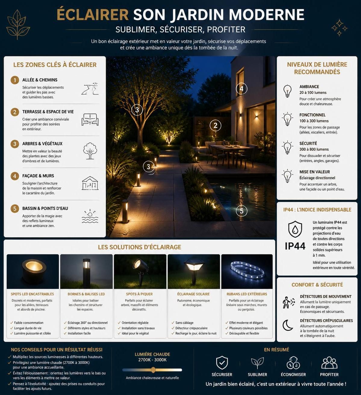 découvrez nos conseils pour éclairer un jardin moderne et créer une ambiance élégante et fonctionnelle grâce à un éclairage adapté.