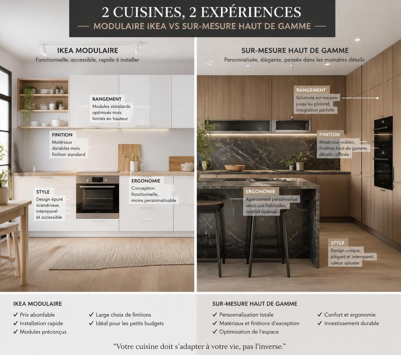 découvrez notre comparatif complet entre cuisine sur mesure et cuisine ikea pour faire le meilleur choix adapté à vos besoins, budget et style.