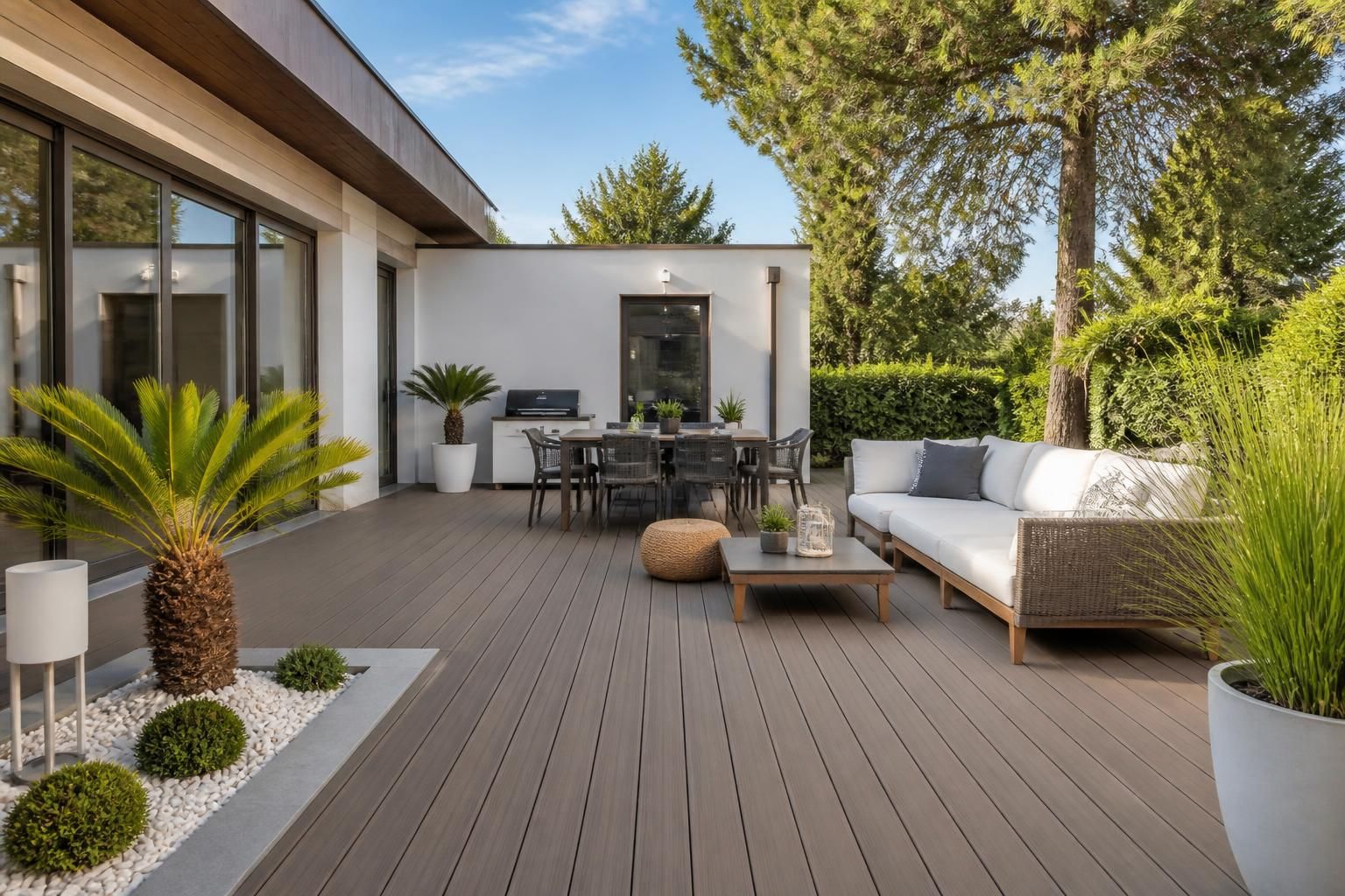 découvrez les prix au m2 pour la terrasse en bois composite et obtenez un aperçu clair des coûts pour votre projet d'aménagement extérieur.