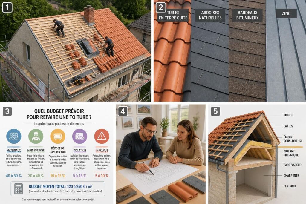 découvrez quel budget prévoir pour refaire une toiture, les facteurs influençant le coût et des conseils pour bien planifier vos travaux de rénovation.
