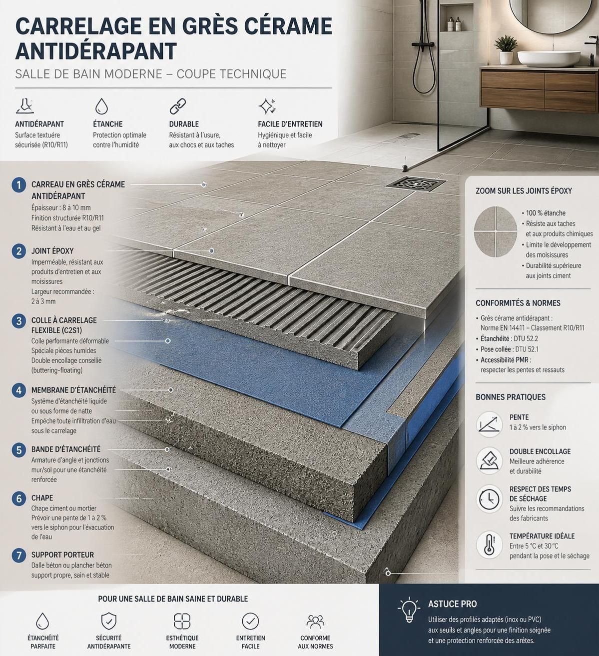 découvrez quel revêtement choisir pour un sol humide afin d'assurer résistance et durabilité tout en prévenant l’humidité et les dégâts.