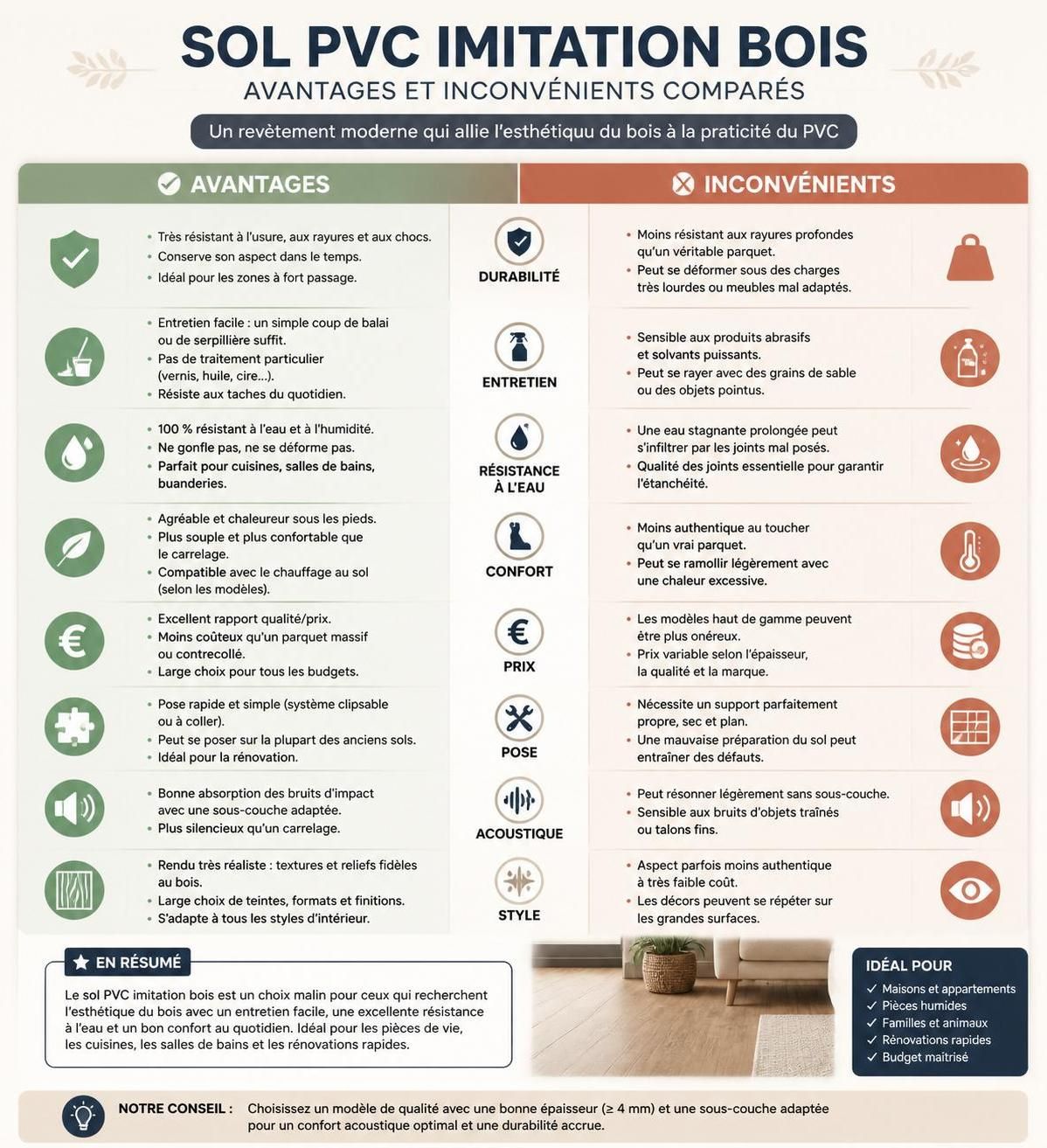 découvrez notre avis complet sur le sol pvc imitation bois : avantages, inconvénients et conseils pour choisir le revêtement idéal pour votre intérieur.